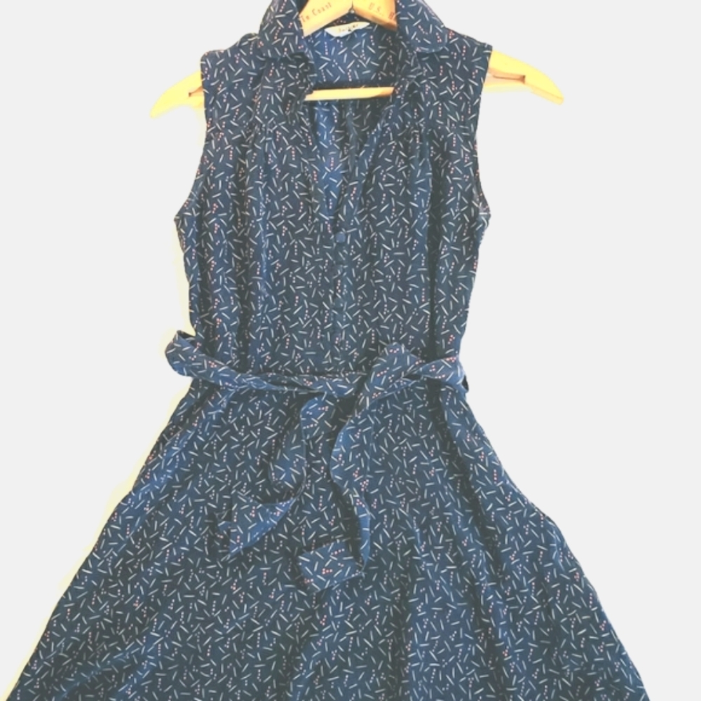 Sleeveless Flowy Silk Dress with Tie